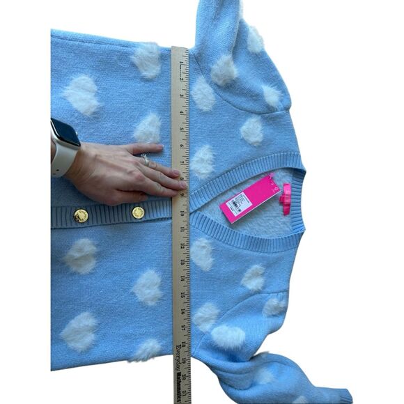 NEW Lilly Pulitzer Heart Jacquard Sweater Cardigan  size S Blue Button Front - Picture 6 of 9